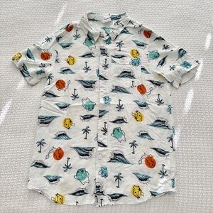 Pokémon Beach Short Sleeve Button Collar Shirt Boys XL, Pokémon Collar Shirt